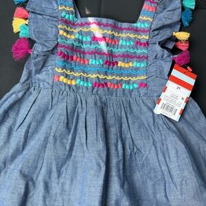 Cat & Jack Blue Tank Top with Multicolor Embroidery